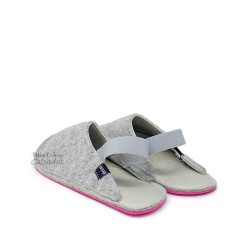 Slippers Gris Suela Rosa Snugi