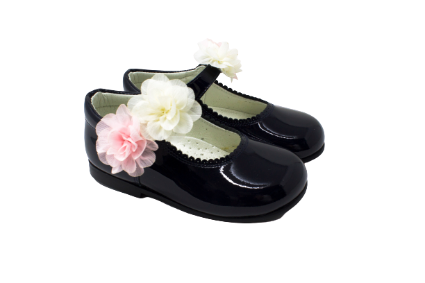 Zapatos Merceditas Niña De Charol Bambineli Con flores - MiniVillena Calzados